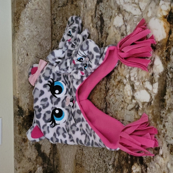 🐈CATHAT/MITTENS, CHILDREN'S KITTY WARM FLEECE "CRITTER HAT" AND MITTENS SET - Picture 1 of 7